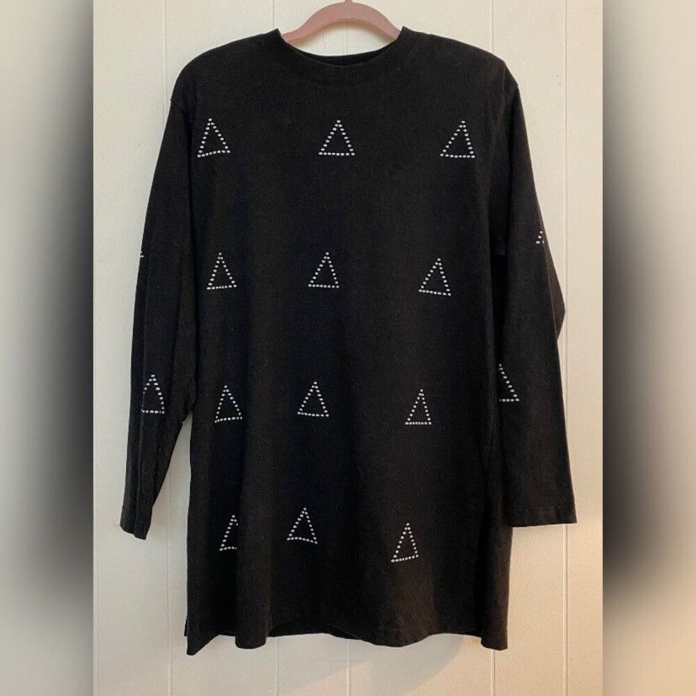 Apart Top Women’s Large Gray Tunic Cotton Geometric Triangles Mini Dress
